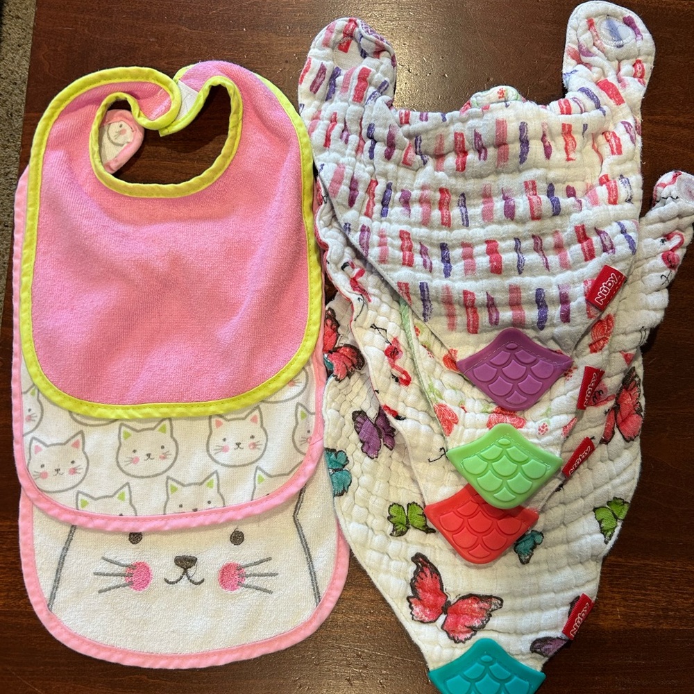 Pink and White Baby Bib Set